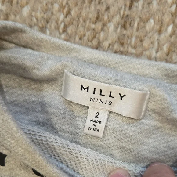Milly Minis Light Gray Sweatshirt, Fashion Statement, Unicorns, GUC, Luxury Kids - Picture 3 of 5